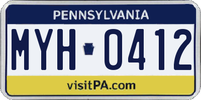 PA license plate MYH0412