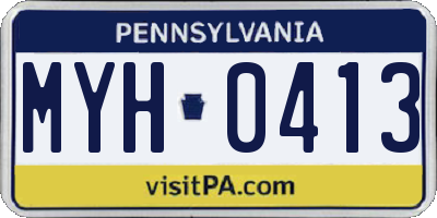 PA license plate MYH0413