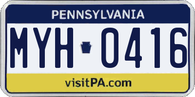 PA license plate MYH0416