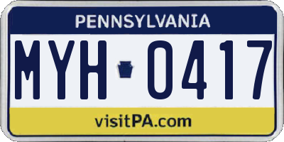 PA license plate MYH0417
