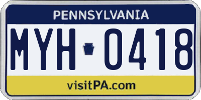 PA license plate MYH0418