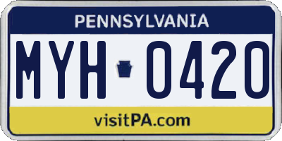 PA license plate MYH0420