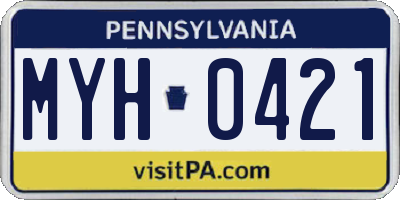PA license plate MYH0421