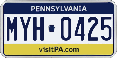 PA license plate MYH0425