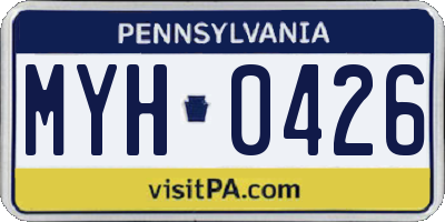 PA license plate MYH0426