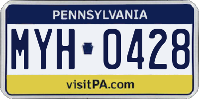 PA license plate MYH0428