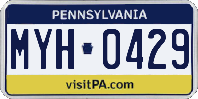 PA license plate MYH0429