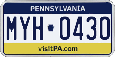 PA license plate MYH0430