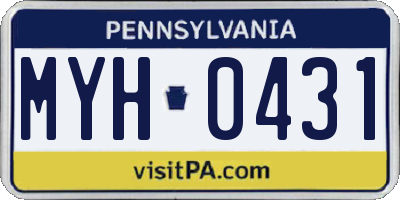 PA license plate MYH0431