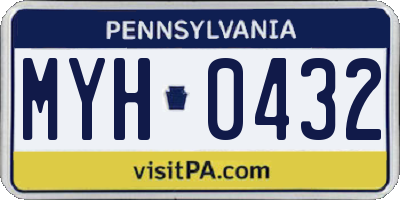 PA license plate MYH0432