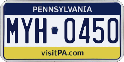 PA license plate MYH0450