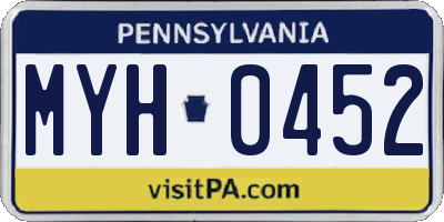 PA license plate MYH0452