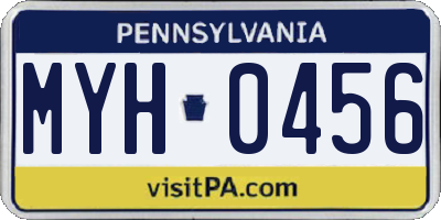 PA license plate MYH0456