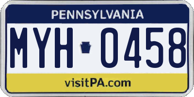 PA license plate MYH0458