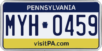 PA license plate MYH0459