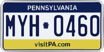 PA license plate MYH0460