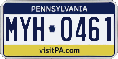 PA license plate MYH0461