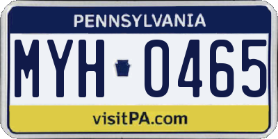 PA license plate MYH0465