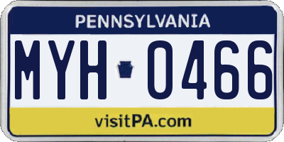 PA license plate MYH0466