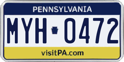 PA license plate MYH0472