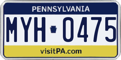 PA license plate MYH0475