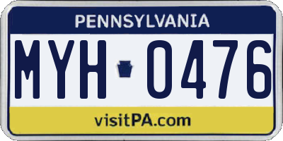 PA license plate MYH0476