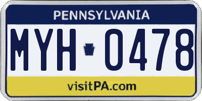 PA license plate MYH0478