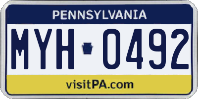 PA license plate MYH0492