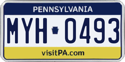 PA license plate MYH0493