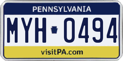 PA license plate MYH0494