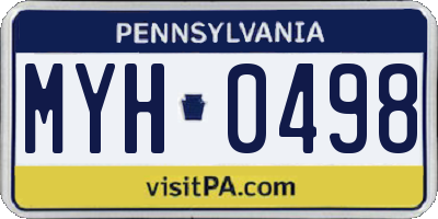 PA license plate MYH0498