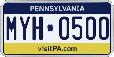 PA license plate MYH0500