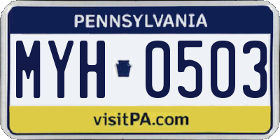 PA license plate MYH0503