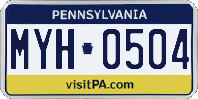 PA license plate MYH0504