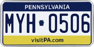PA license plate MYH0506