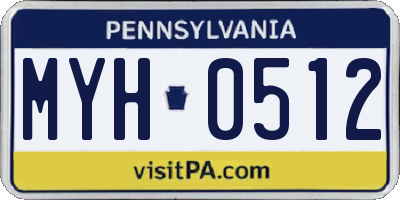 PA license plate MYH0512