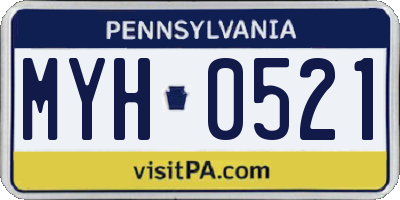 PA license plate MYH0521