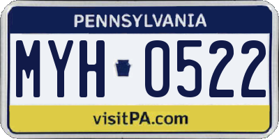 PA license plate MYH0522