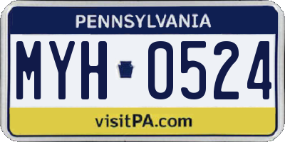 PA license plate MYH0524