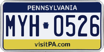 PA license plate MYH0526