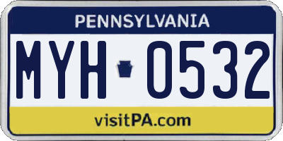 PA license plate MYH0532