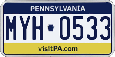 PA license plate MYH0533