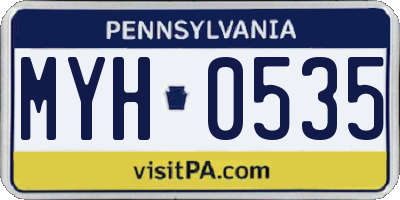 PA license plate MYH0535