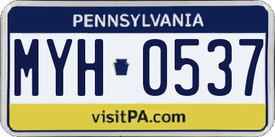 PA license plate MYH0537