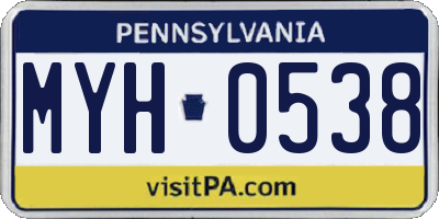 PA license plate MYH0538