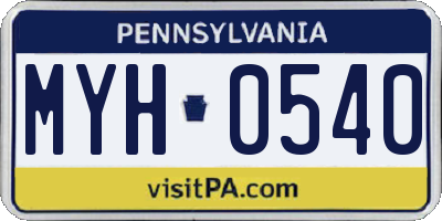 PA license plate MYH0540