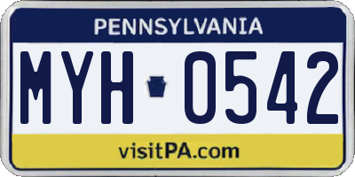 PA license plate MYH0542