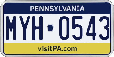 PA license plate MYH0543