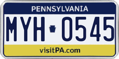 PA license plate MYH0545