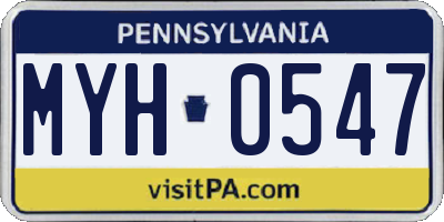 PA license plate MYH0547